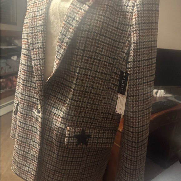 Central Park West Houndstooth Blazer with Embellishments - Picture 6 of 8